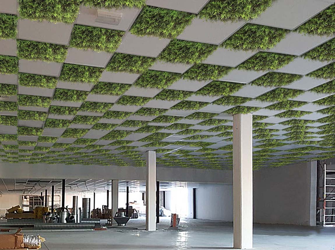 Dalles de plafond en végétaux artificiels - Histoire d'eau